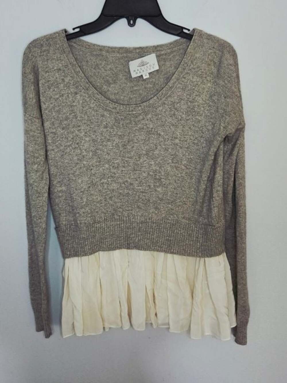 Madison Marcus Heathered Taupe Knit Sweater - XS